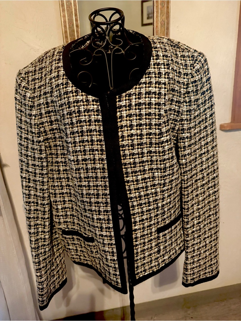 Vintage Kate Hill PetiteTweed Houndstooth Blazer Jacket - Picture 2 of 9